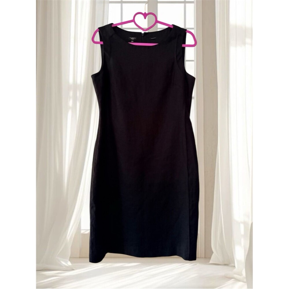 Talbots Petites Black Linen Sleeveless Sheath Dress Size 10 Petite